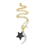 danielle diamond clasp necklace gold styled with star and moon charmcharm 