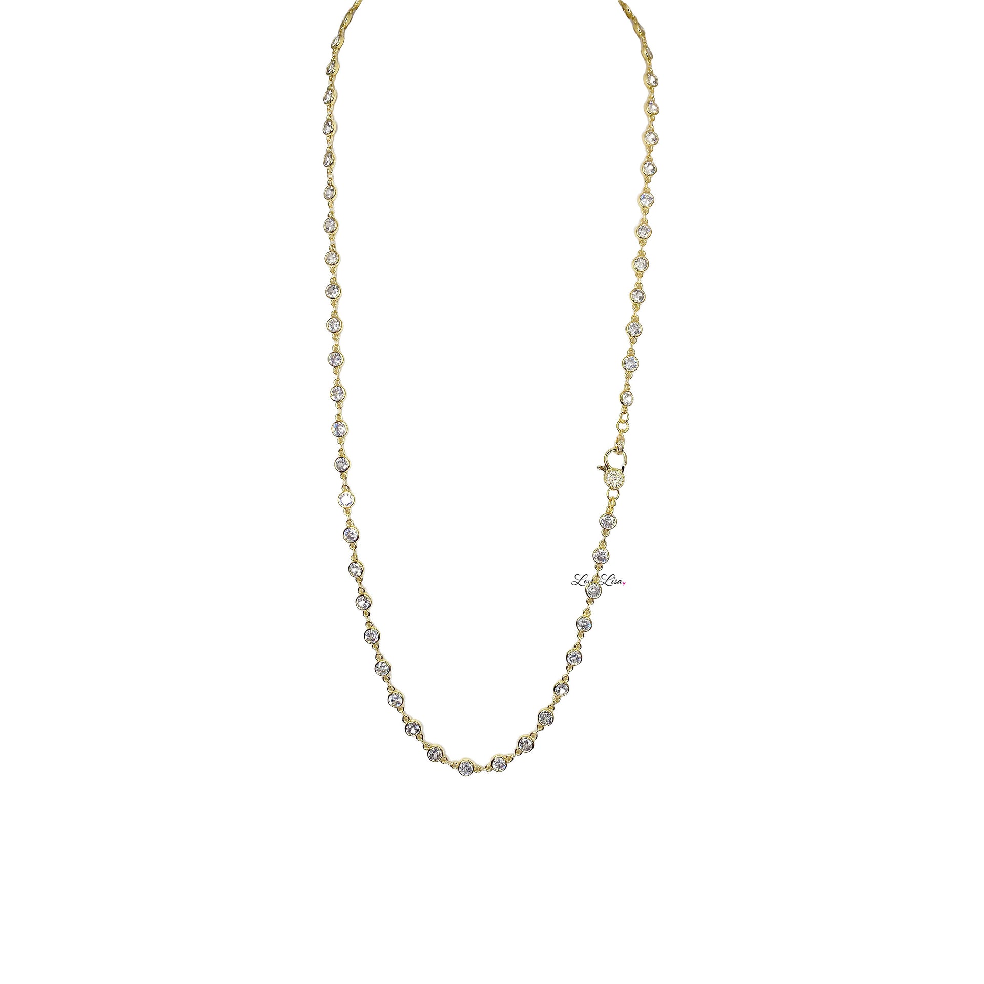 danielle diamond clasp necklace gold beaded chain with pave clasp detail