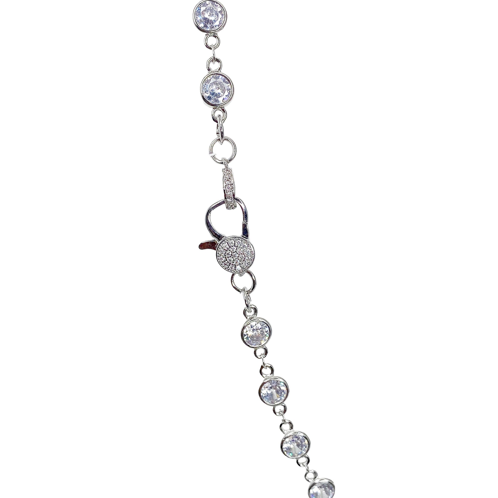 danielle diamond clasp necklace silver closeup of pave clasp design