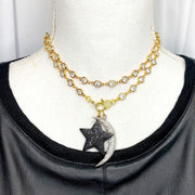love lisa danielle diamond clasp necklace layered display gold and silver chains with charms