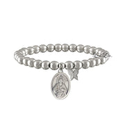 Love Lisa Don't Quit Saint Jude Butterfly Bracelet in Silver with polished beads and Saint Jude medal