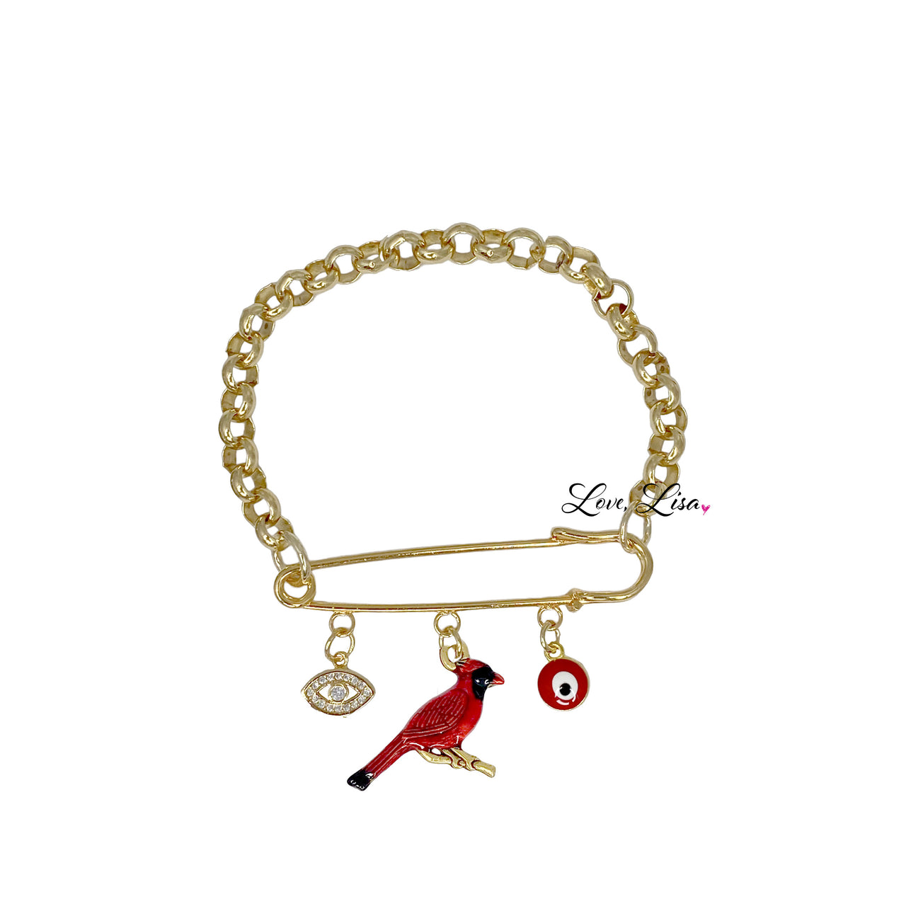 love lisa drive safe cardinal car pin with red bird and protection charms