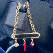 love lisa drive safe cross car pin hanging from car handle lifestyle photo