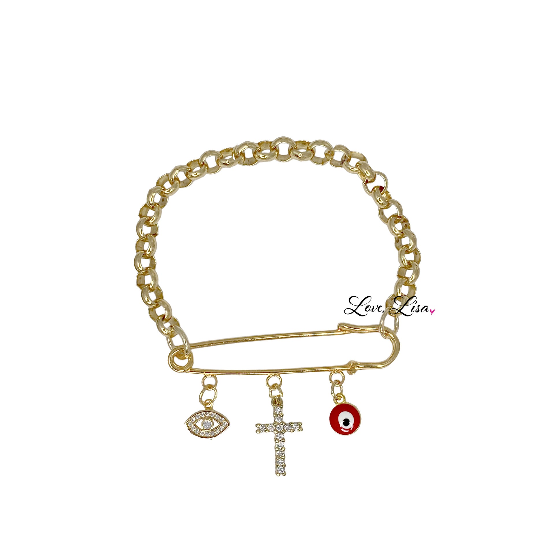 love lisa drive safe cross car pin with protective charms