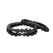 Fabulous Four Black Diamond Bracelet stacked with men’s beaded jewelry by Love Lisa