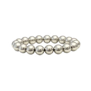 famous 10mm beaded stretch bracelet silver metallic love lisa