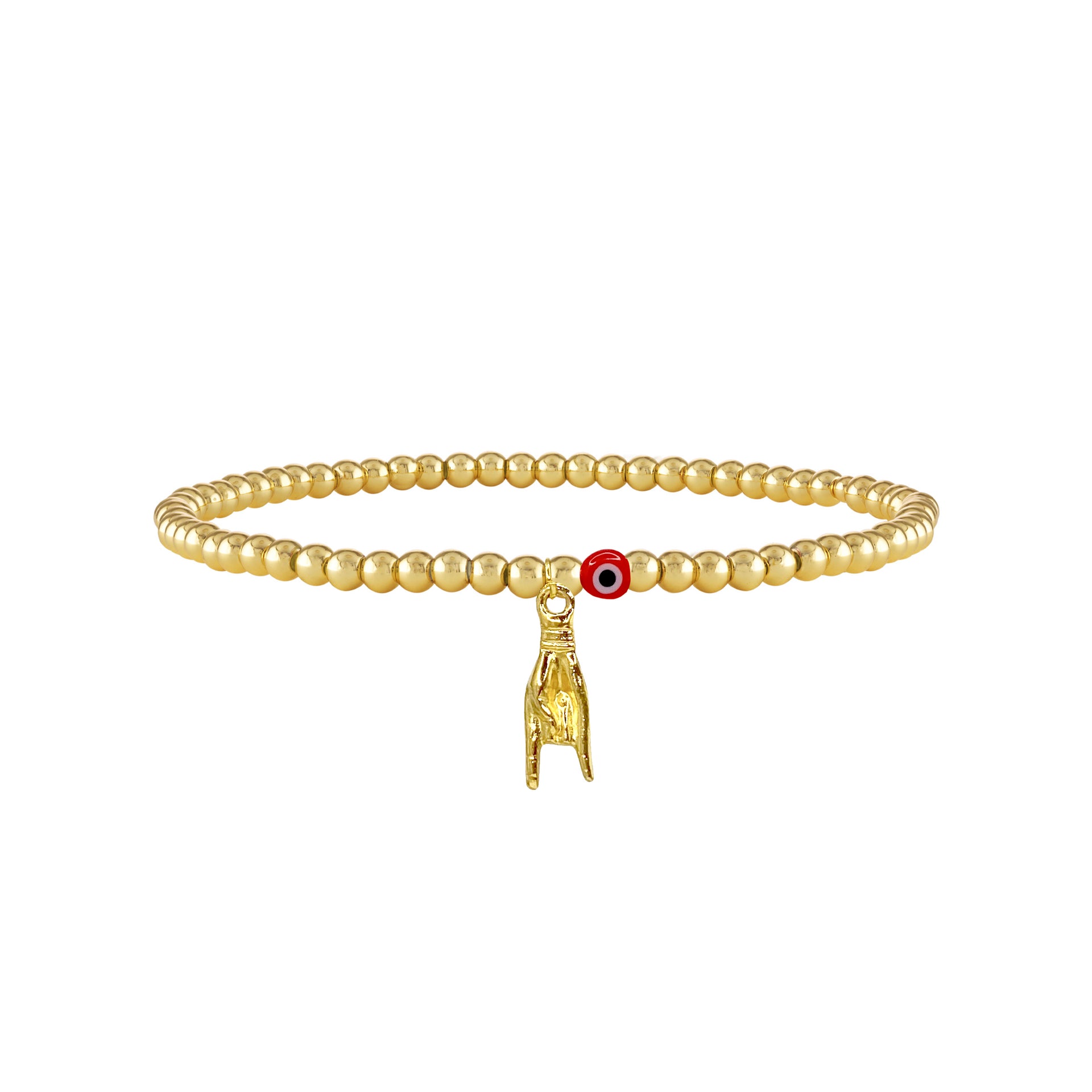 Gia Italian Good Luck Anklet Love Lisa gold evil eye and Mano Cornuto jewelry