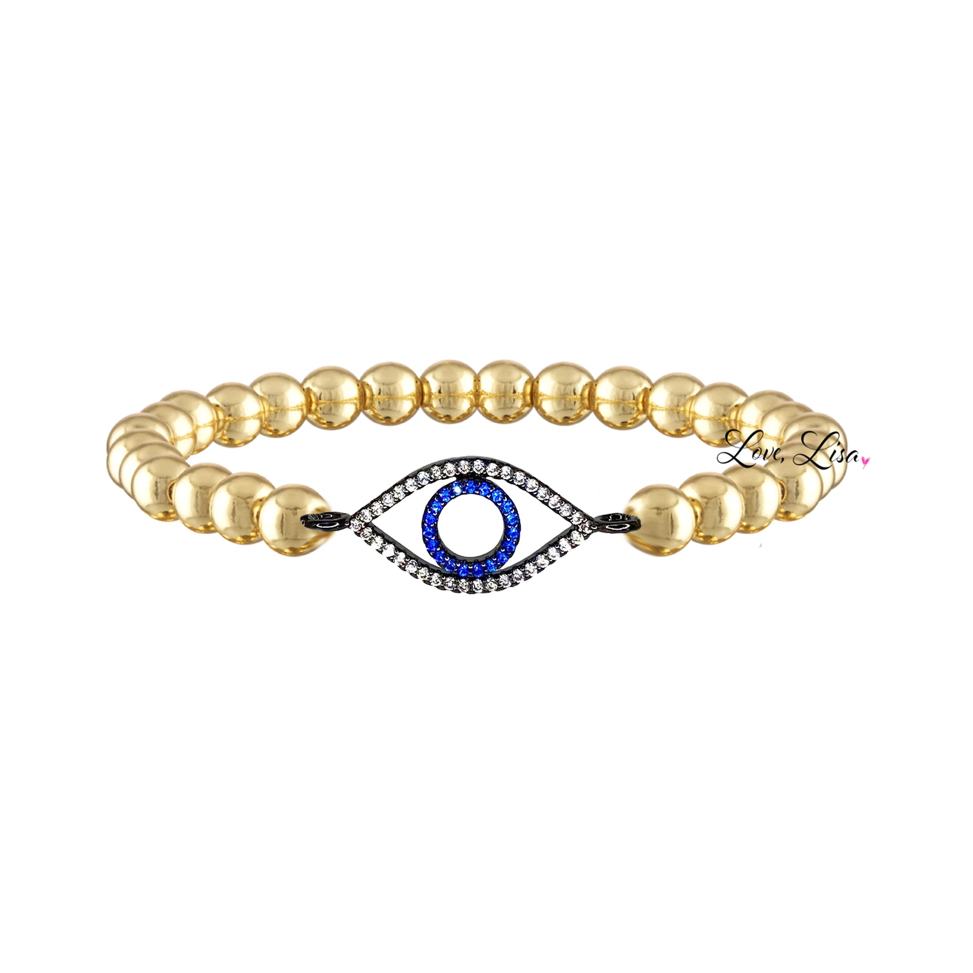 glam evil eye bracelet gold version with crystal evil eye charm love lisa