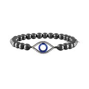 glam evil eye bracelet gunmetal version featuring blue evil eye charm love lisa