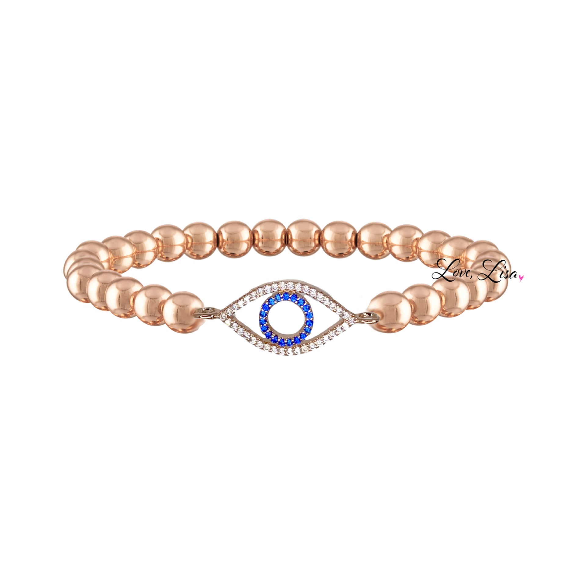 glam evil eye bracelet rose gold version elegant stretch design love lisa