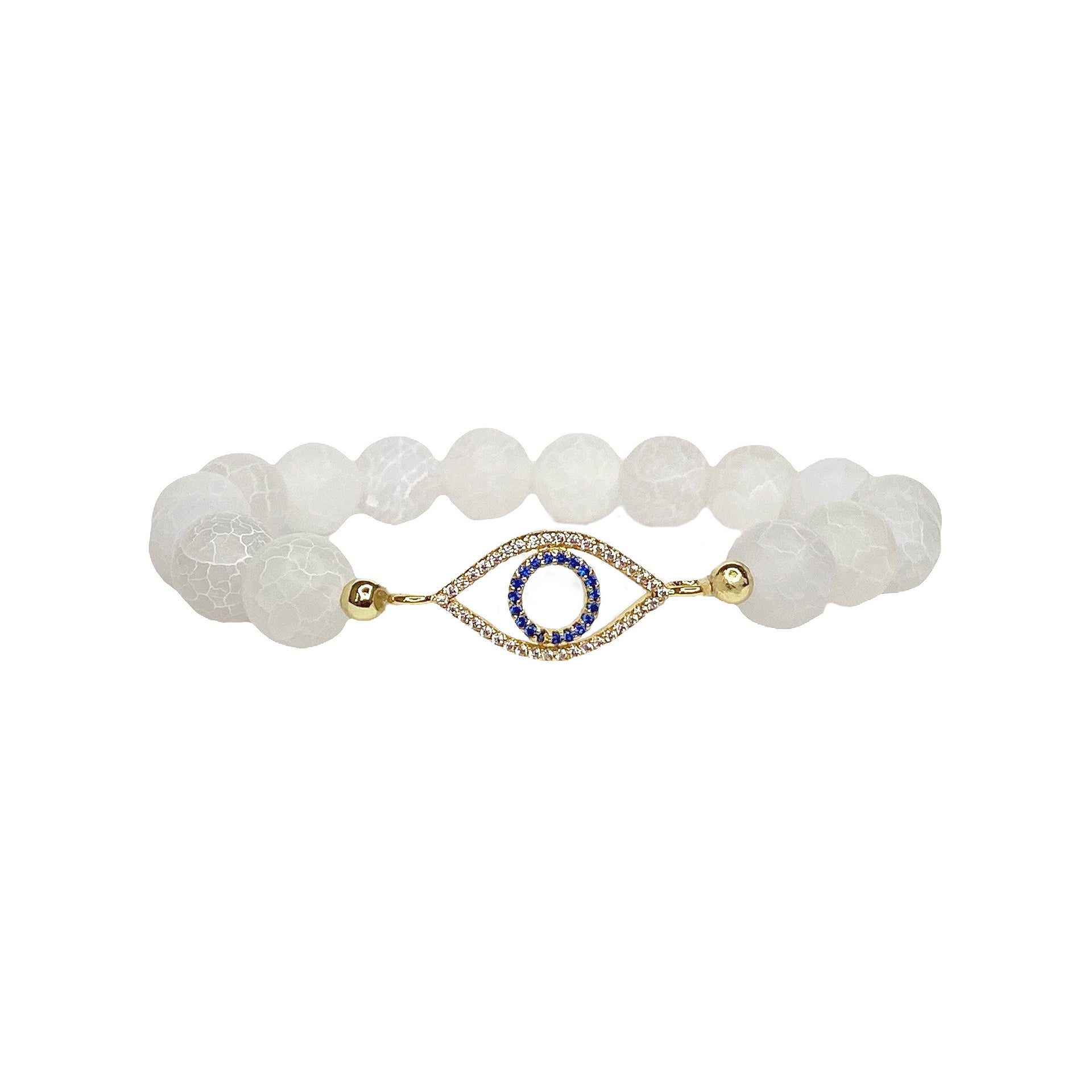 glam evil eye bracelet white beaded version with crystal charm love lisa