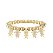 gold grandma bracelet with five grandchildren charms