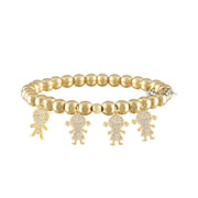 gold grandma bracelet with four grandchildren charms