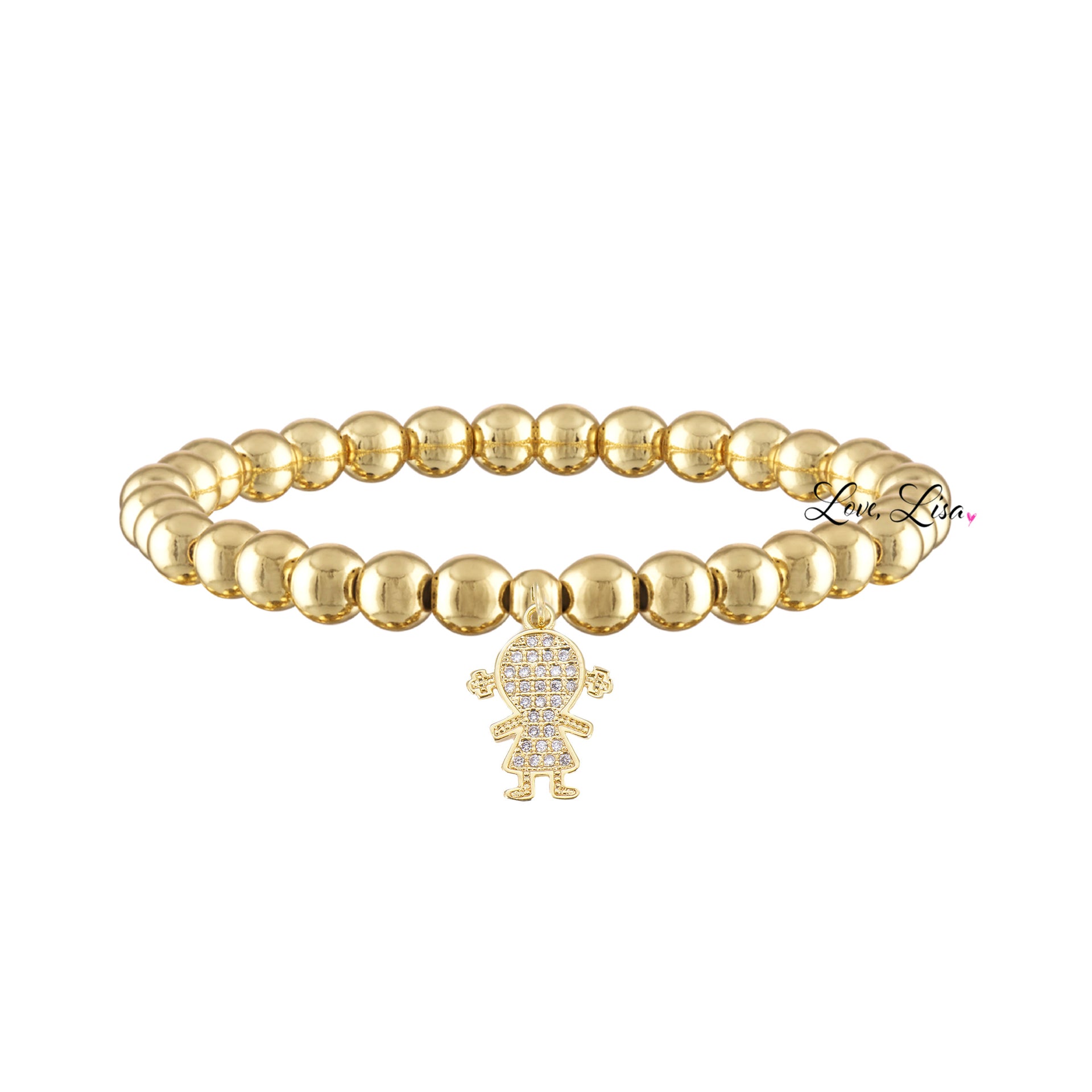 gold grandma bracelet with one girl charm