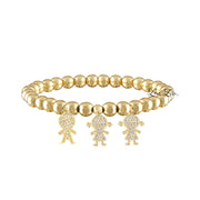 gold grandma bracelet with three grandchildren charms