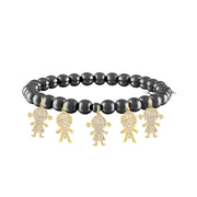 gunmetal grandma bracelet with five gold grandchild charm