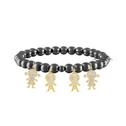 gunmetal grandma bracelet with four gold grandchild charm