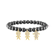 gunmetal grandma bracelet with three gold grandchildren charms