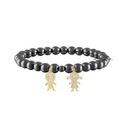gunmetal grandma bracelet with two gold grandchildren charms