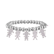 silver grandma bracelet with five grandchildren charms