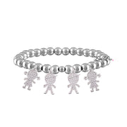 silver grandma bracelet with four grandchildren charms