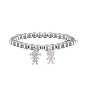 silver grandma bracelet with two grandchildren charms