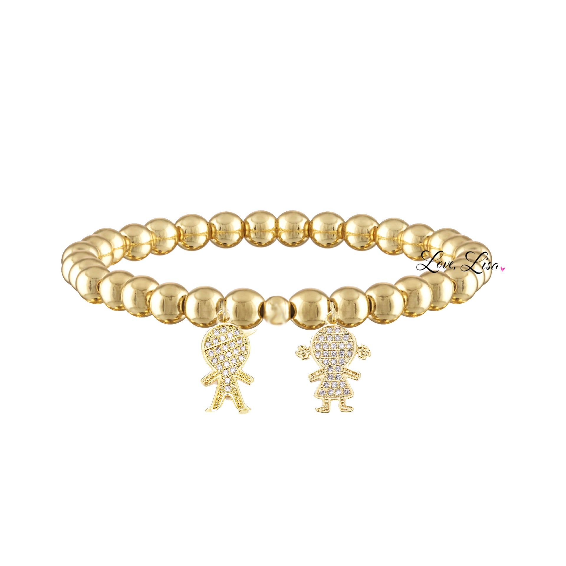 gold grandma bracelet with boy and girl charms