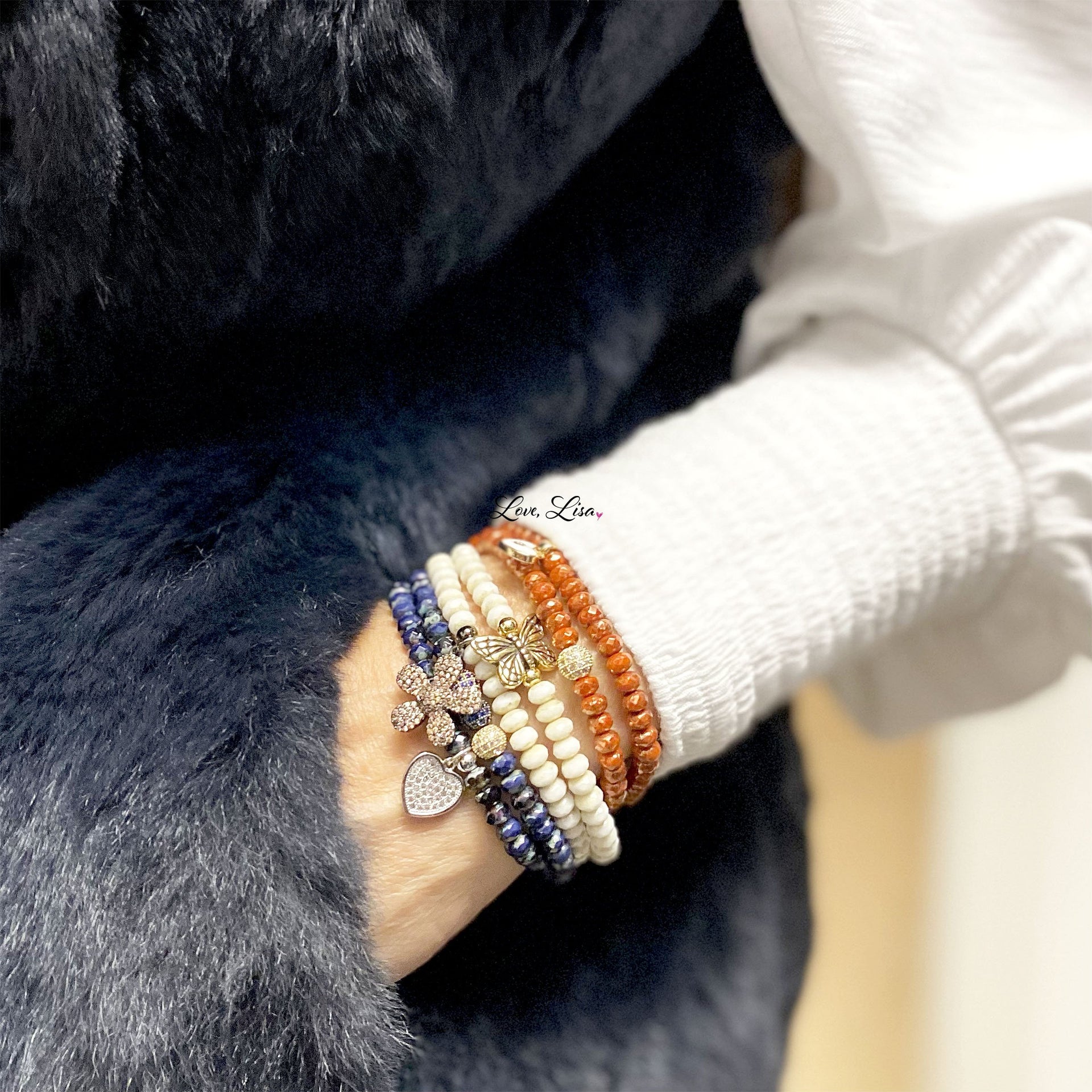 love lisa harper heart bracelet stacked