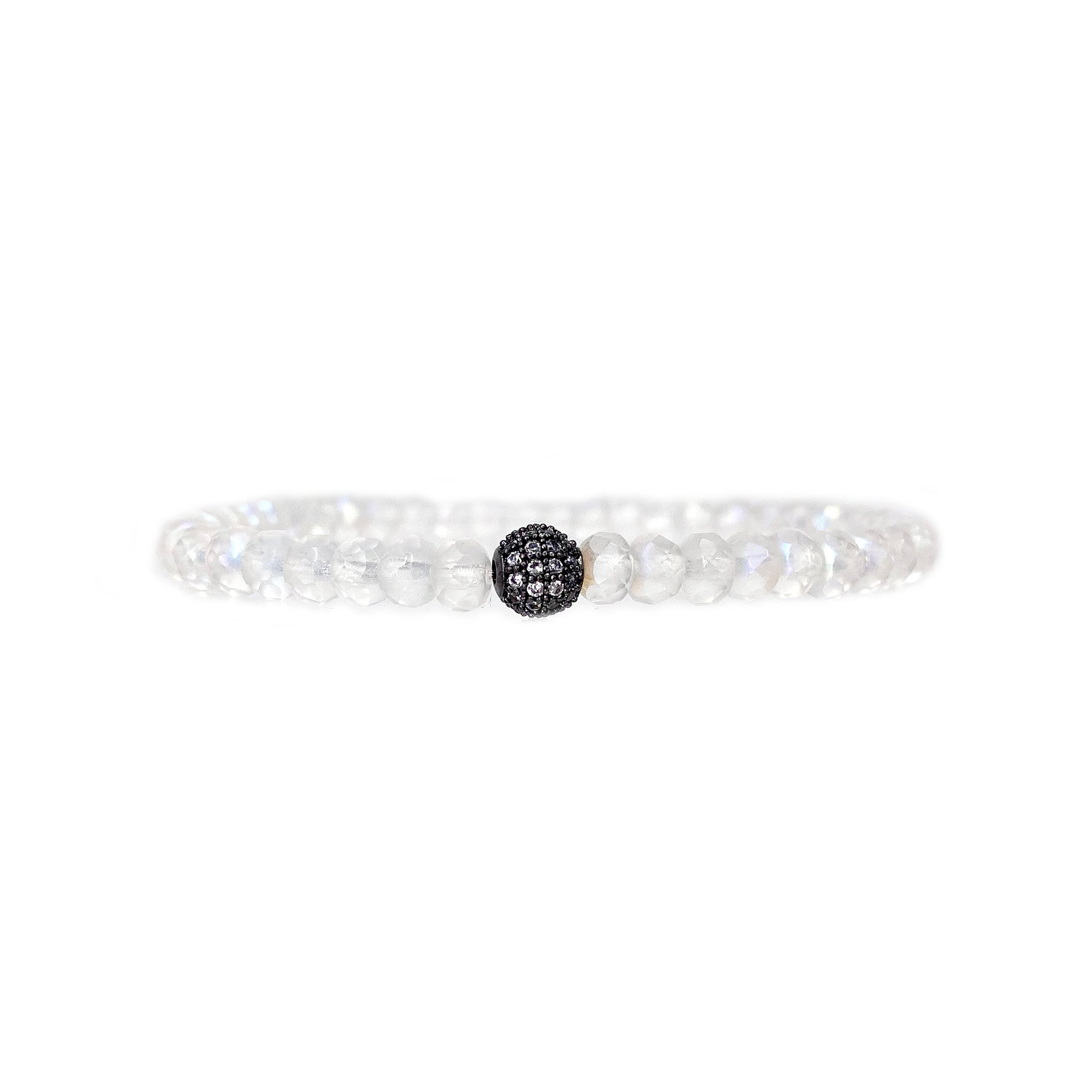 clear crystal harper pave bracelet with translucent faceted glass beads and bright pave charm by Love Lisa jewelry