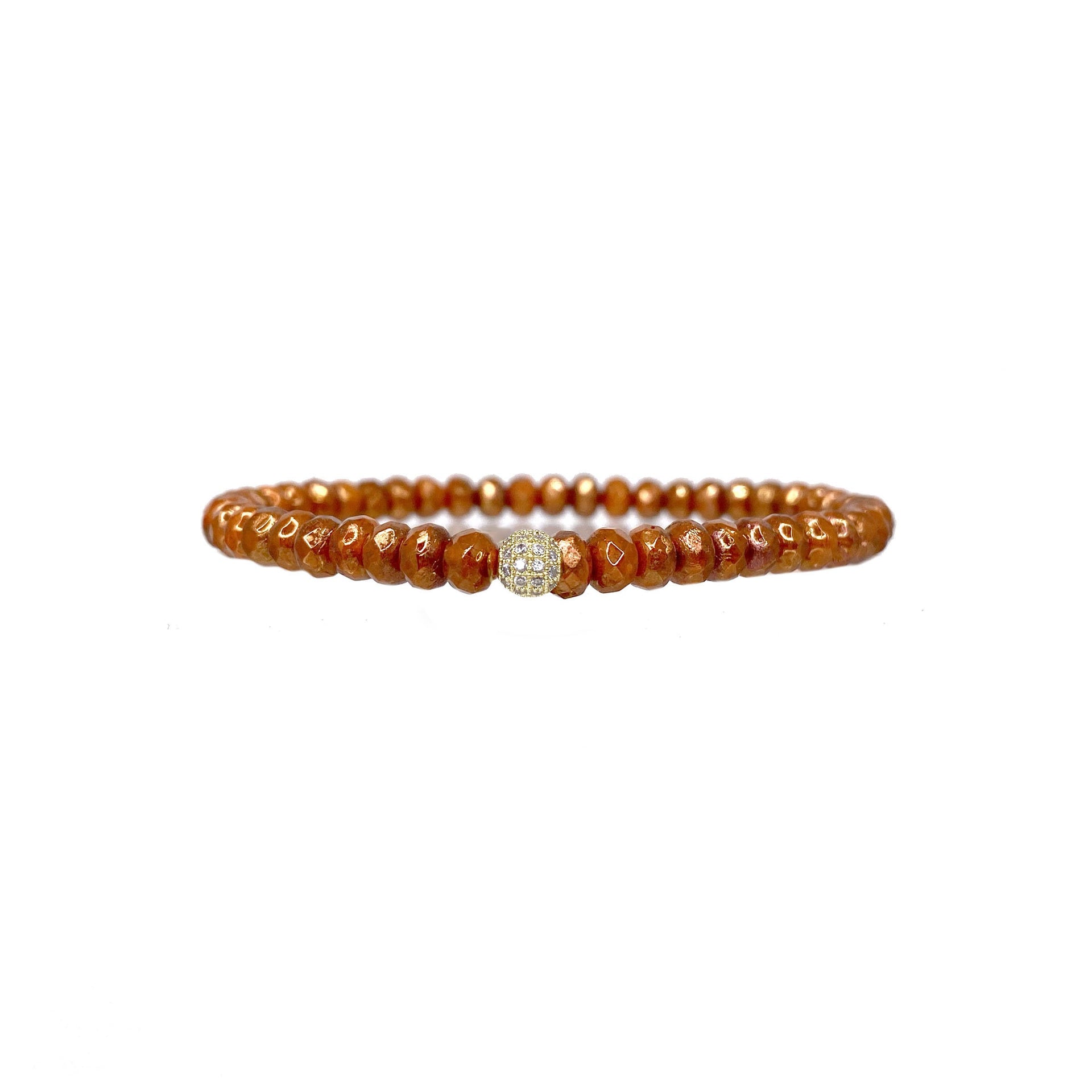 spicy orange harper pave bracelet featuring bold faceted crystal beads with sparkling pave connector by Love Lisa