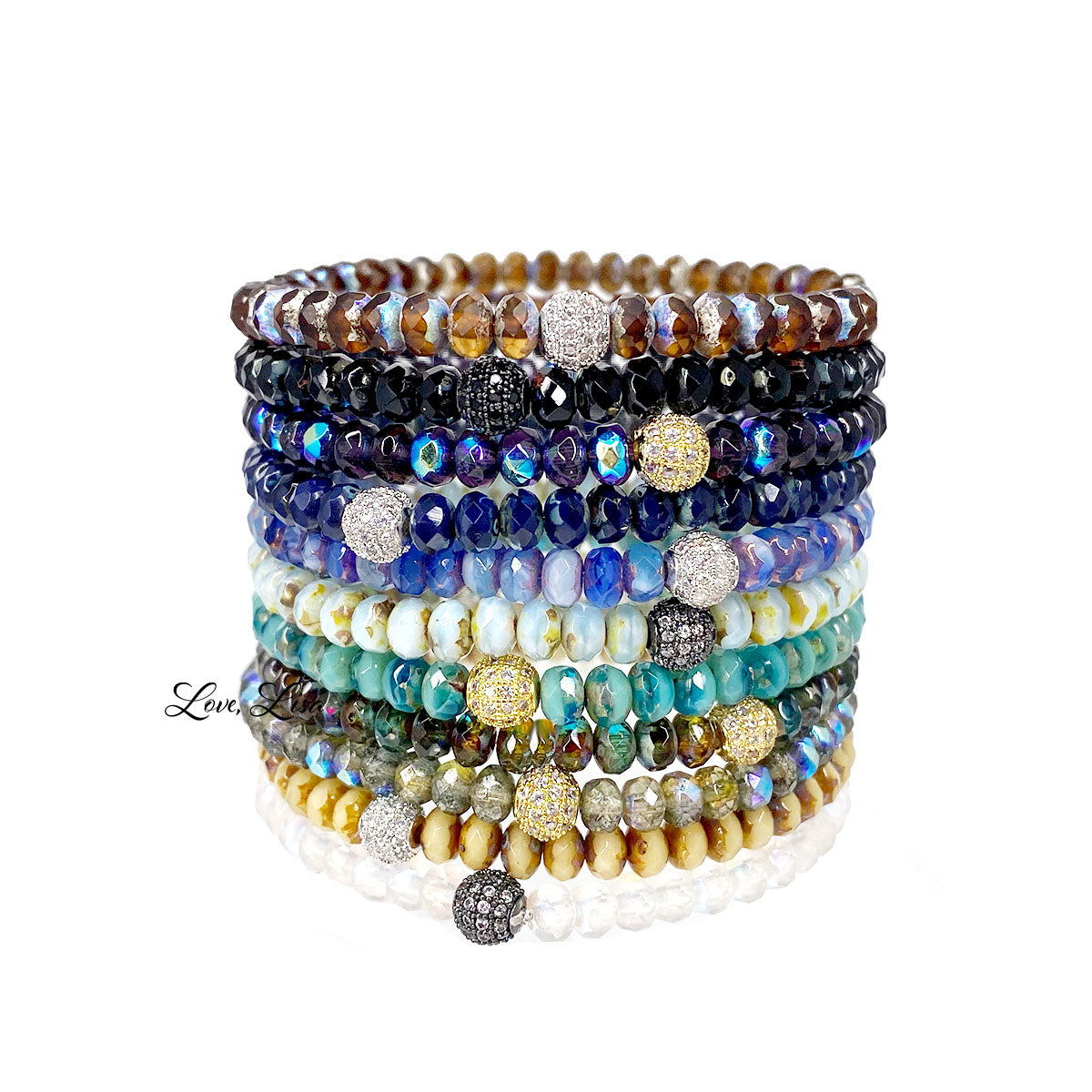 harper pave bracelet stack showing multiple color styles Love Lisa