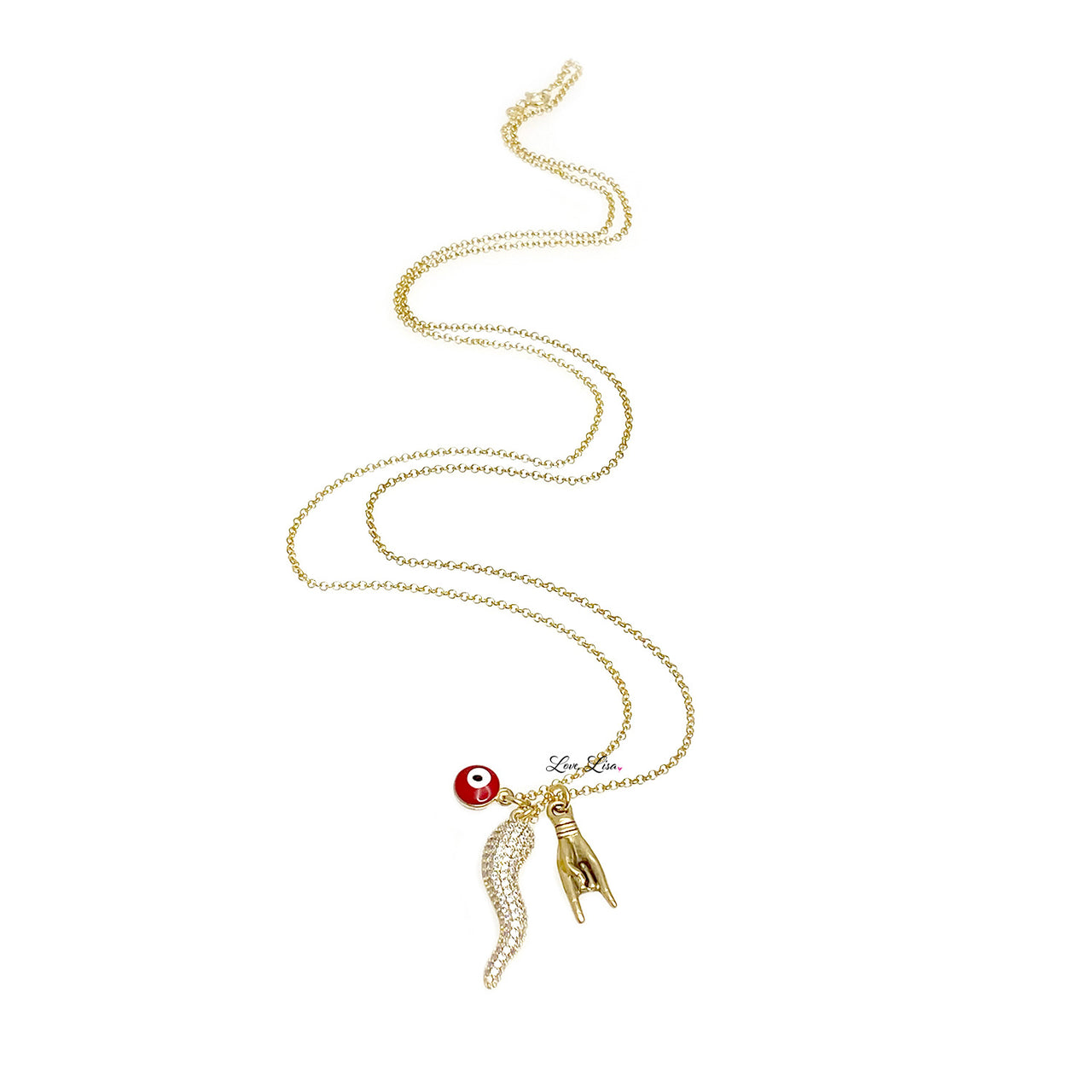 Lisa's Perfect Italian Horn Charm Necklace