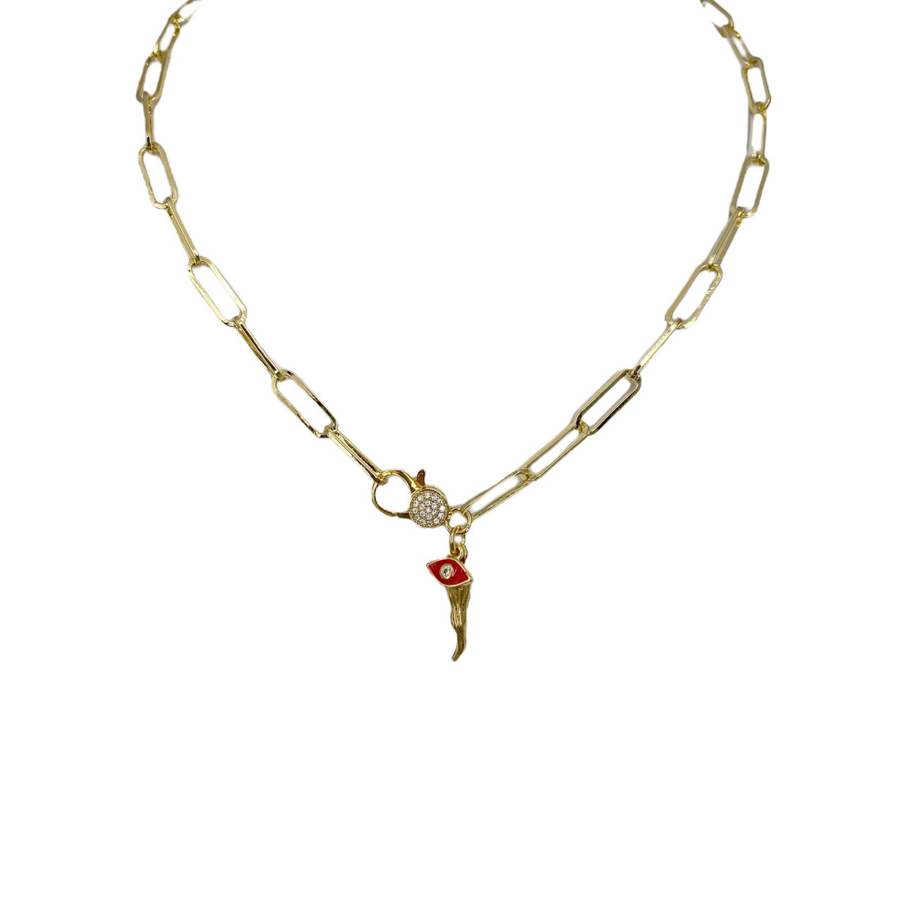 Giovani Italian Horn Paperclip Necklace