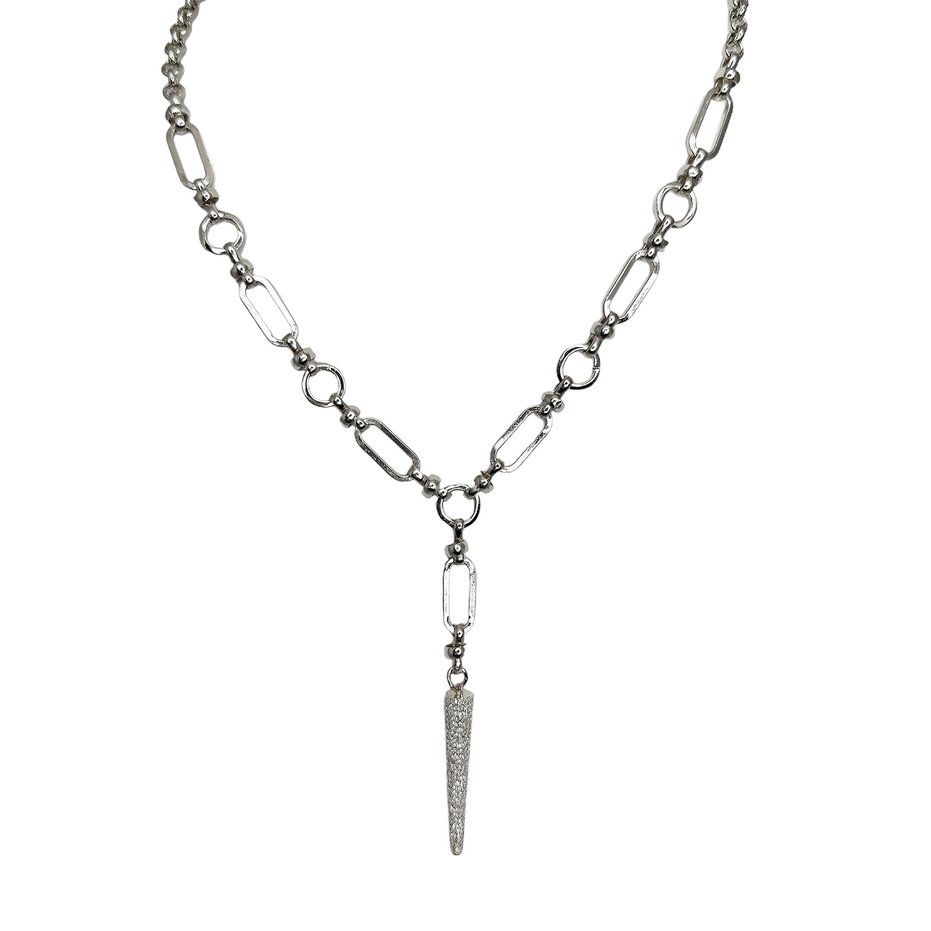 layla y link necklace silver link chain with pave dagger pendant