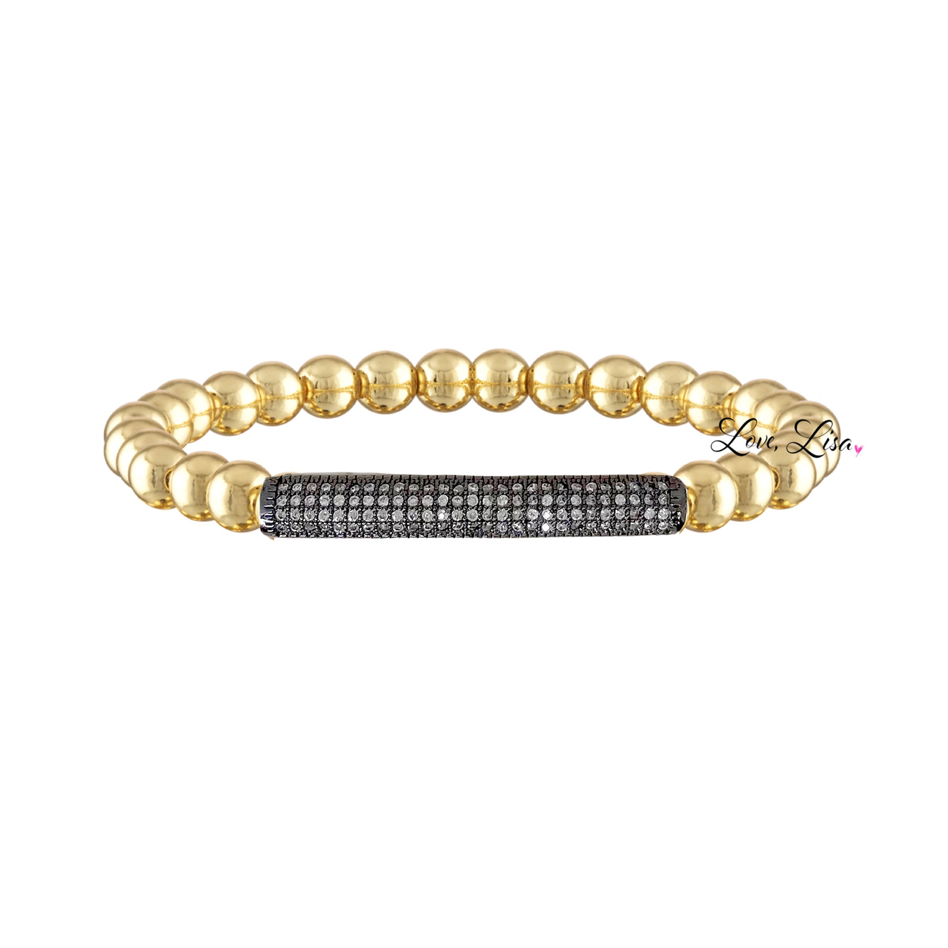 Love Lisa Lexi Pavé Bar Bracelet gold gunmetal mix
