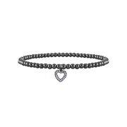 Gunmetal heart anklet on white background