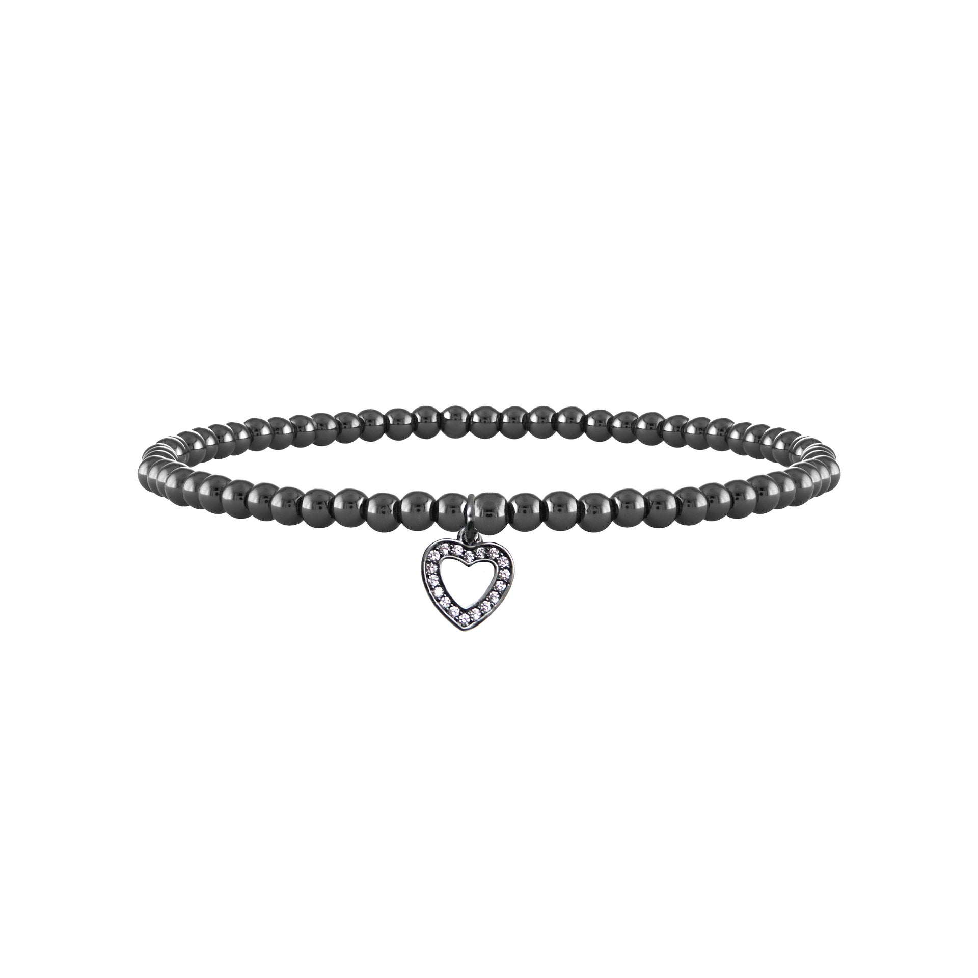 Gunmetal heart anklet on white background