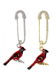 Love Lisa loris cardinal reminder pin set showing gold and silver safety pins with red cardinal charms
