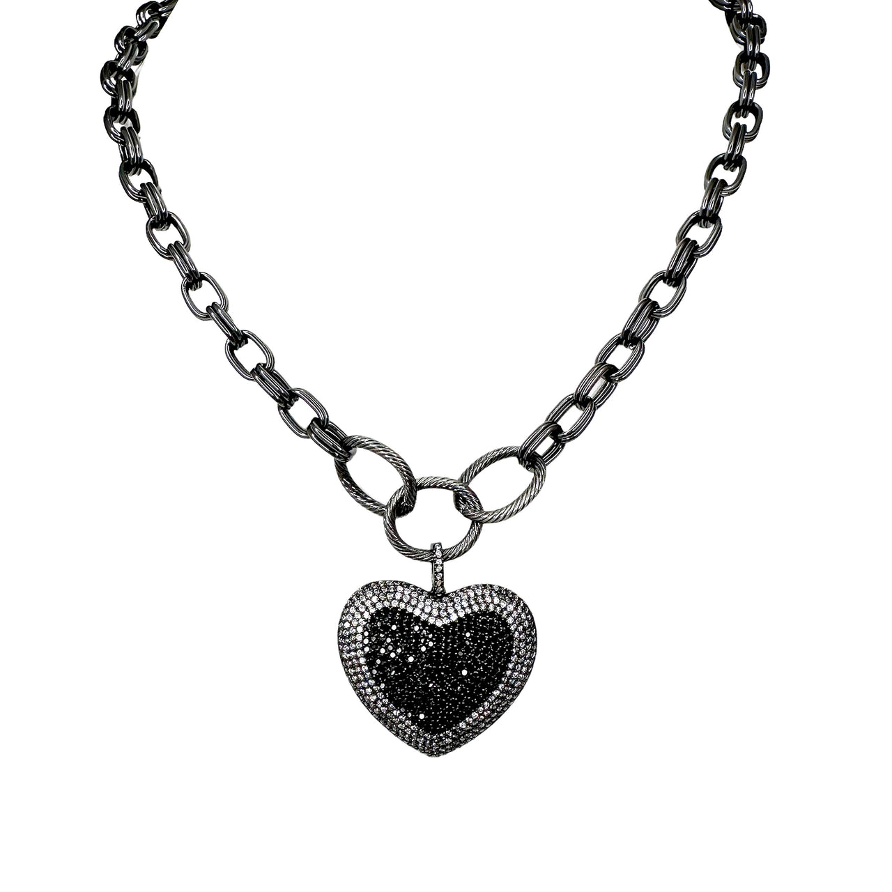 lovers lane necklace black diamond heart pendant front

