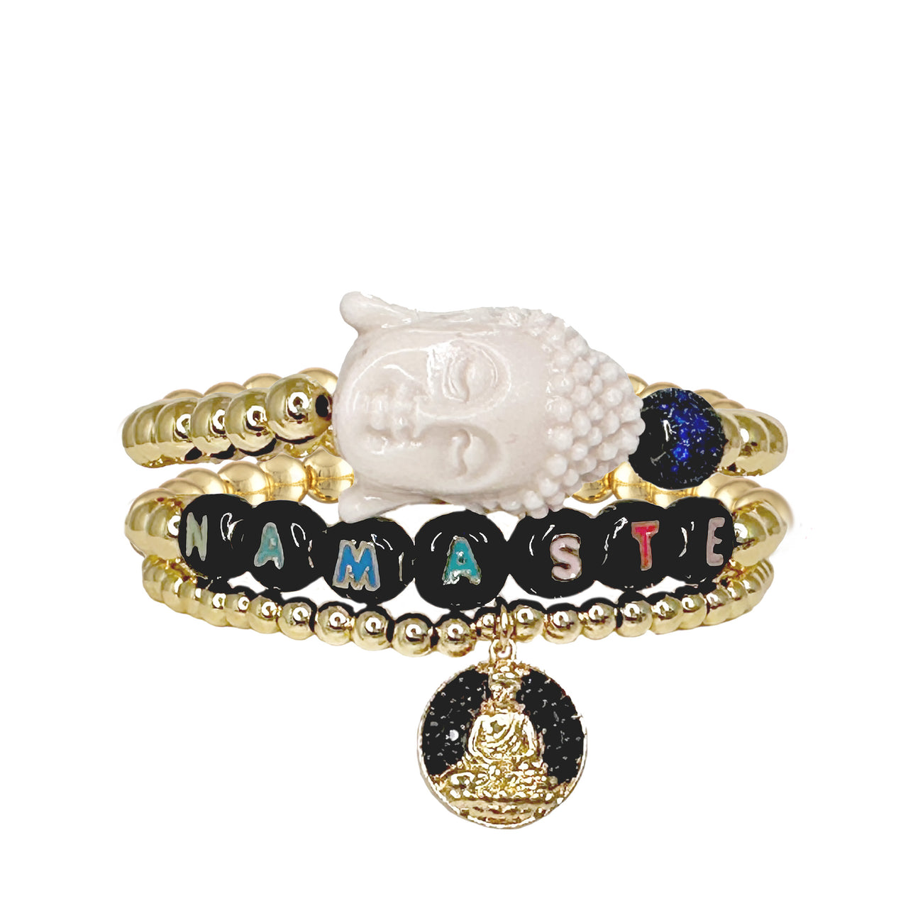 Milania Namaste Stack of Buddha Bracelets