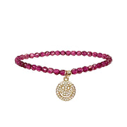 madison colorful candy charm bracelet beetroot beads with gold smile pave charm