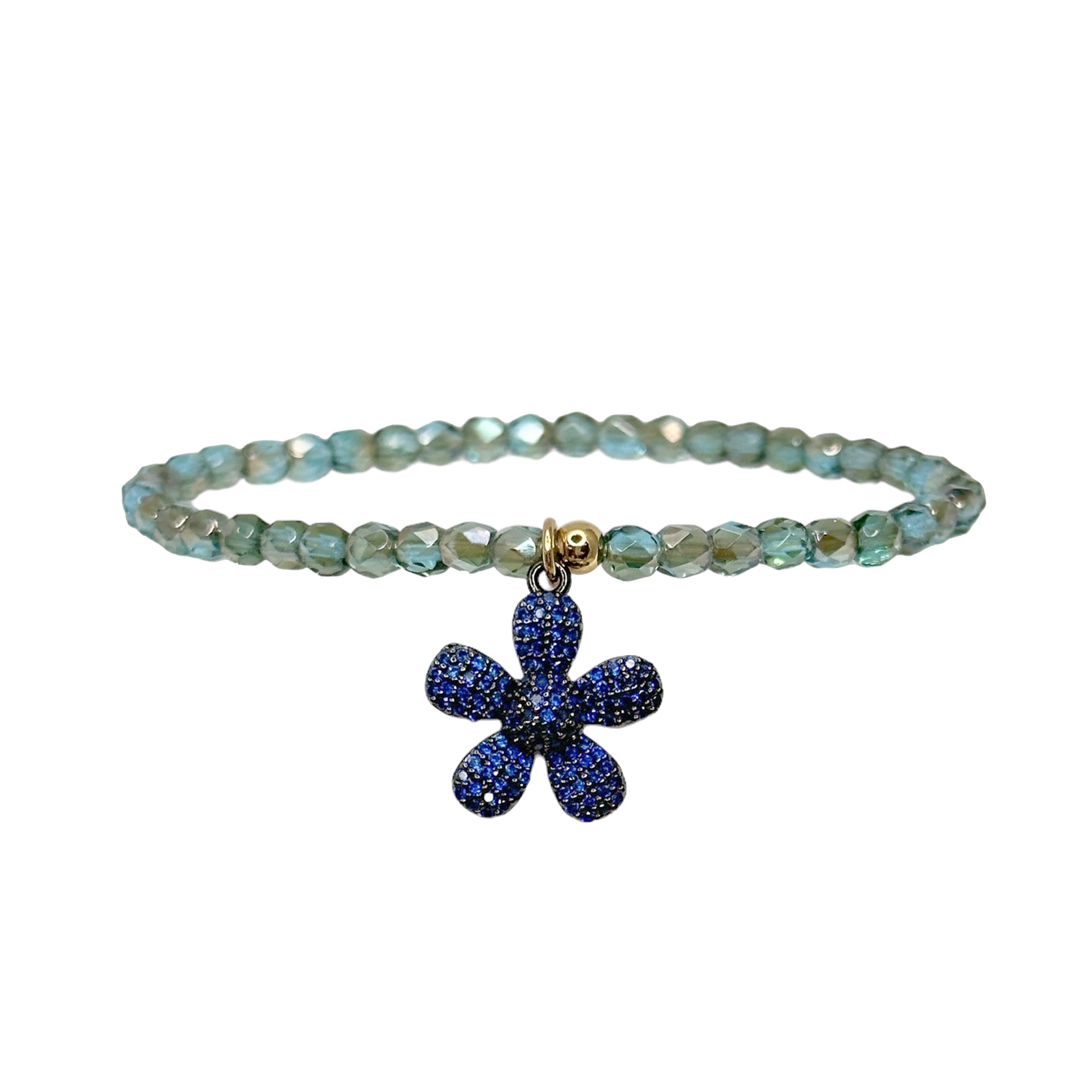 madison colorful candy charm bracelet blue perennial beads with crystal flower charm