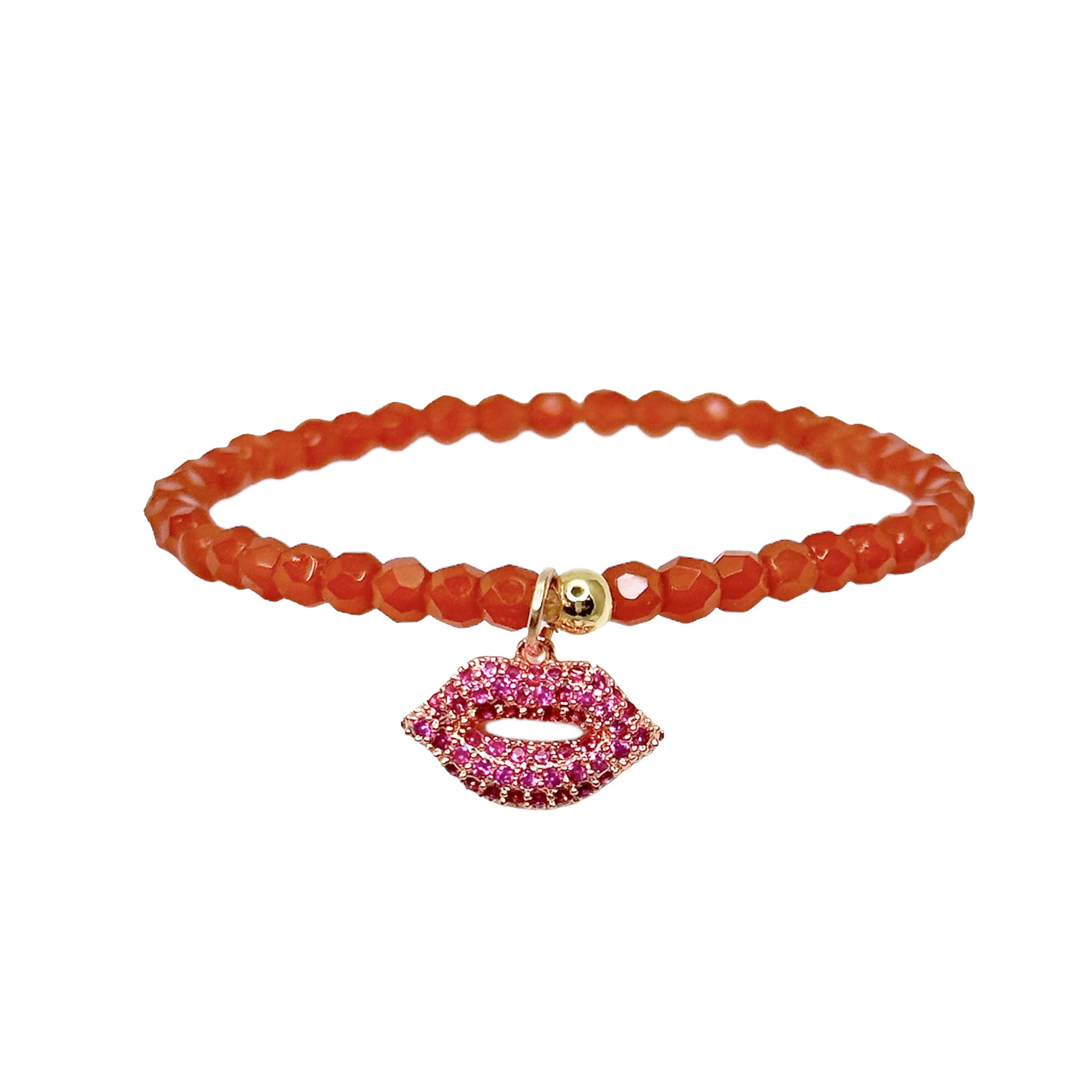 madison colorful candy charm bracelet orange crystal beads with pink lips charm