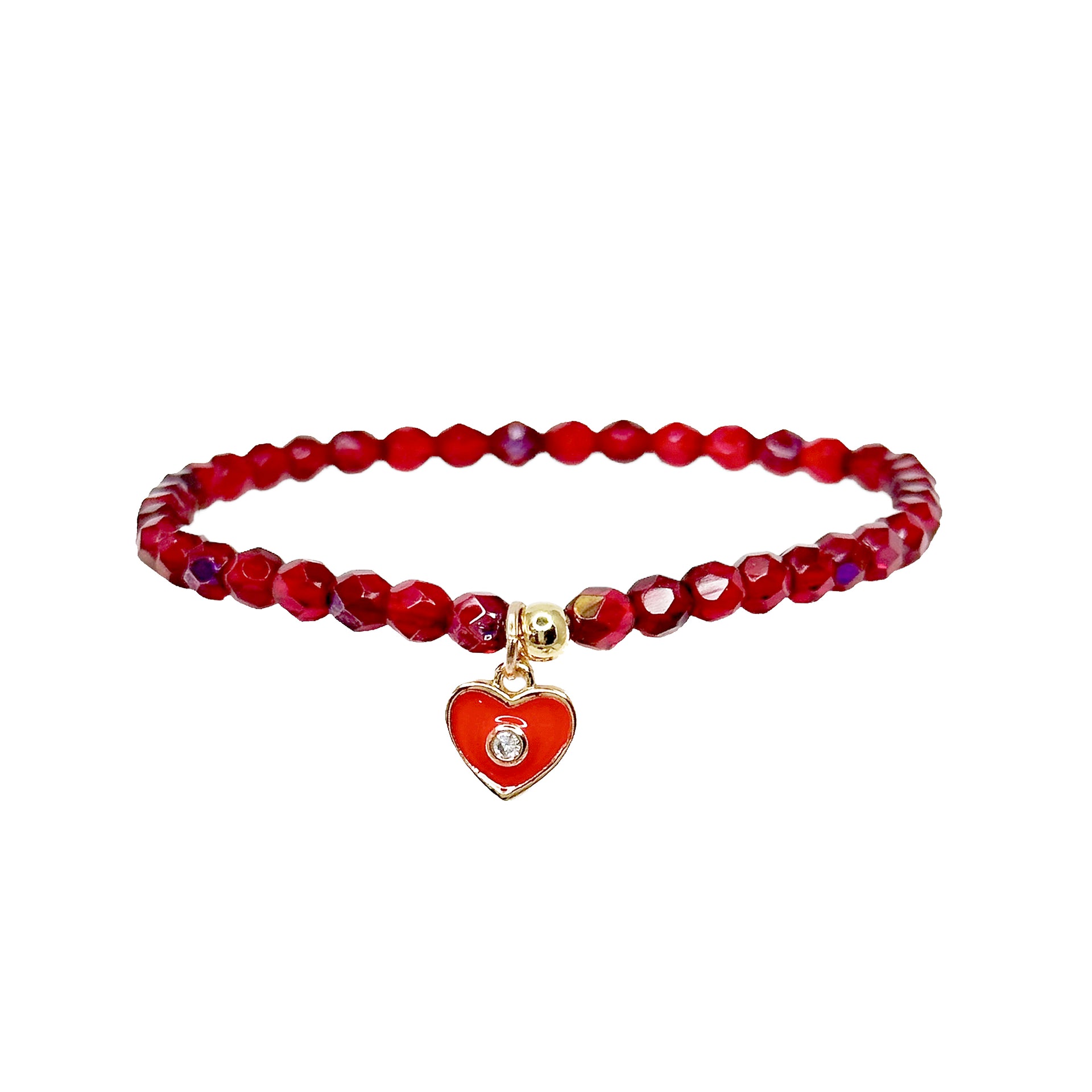 madison colorful candy charm bracelet fiery red beaded bracelet with red heart charm