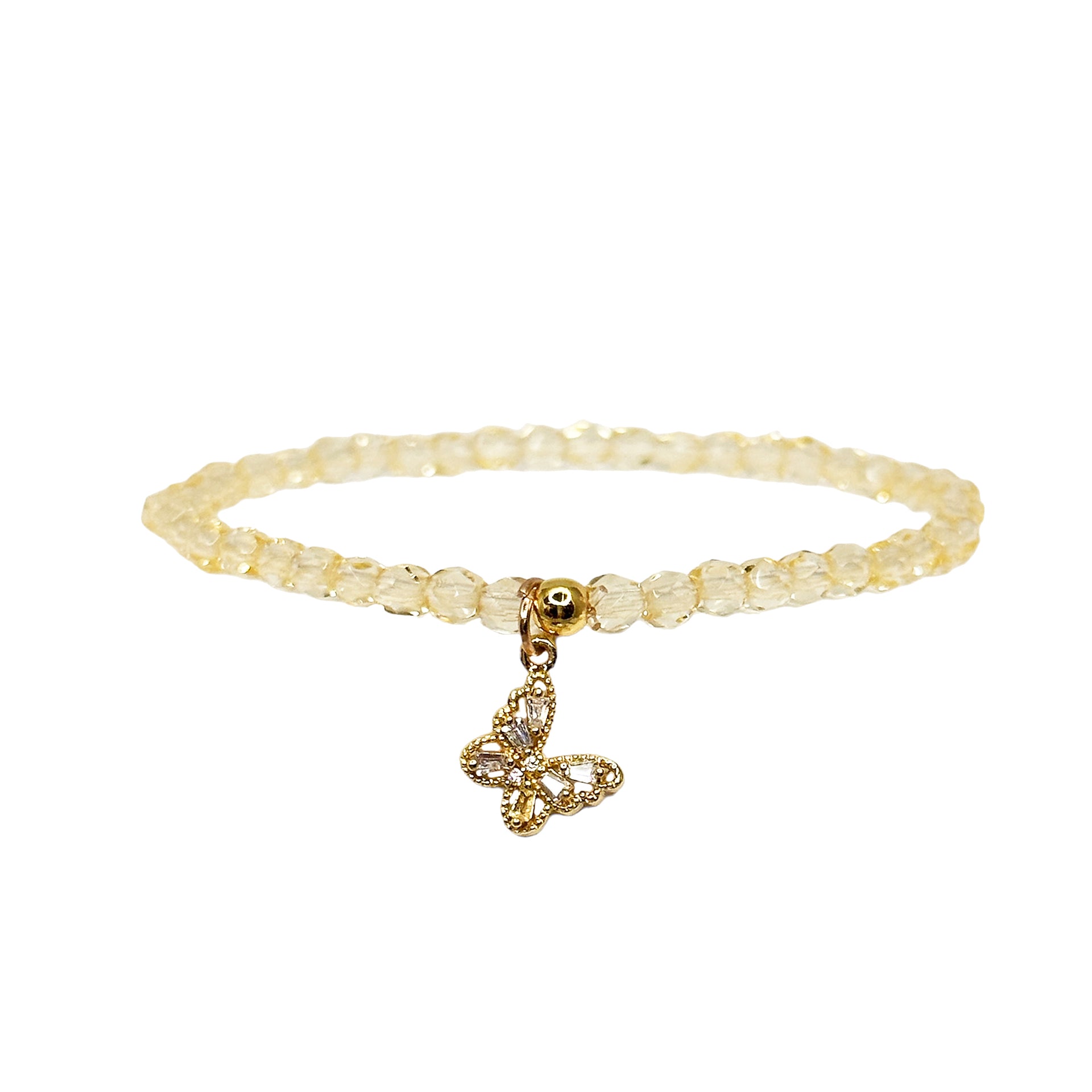 madison colorful candy charm bracelet yellow beaded bracelet with butterfly charm