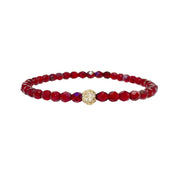 madison colorful candy pave bracelet fiery red beads with gold pave bead