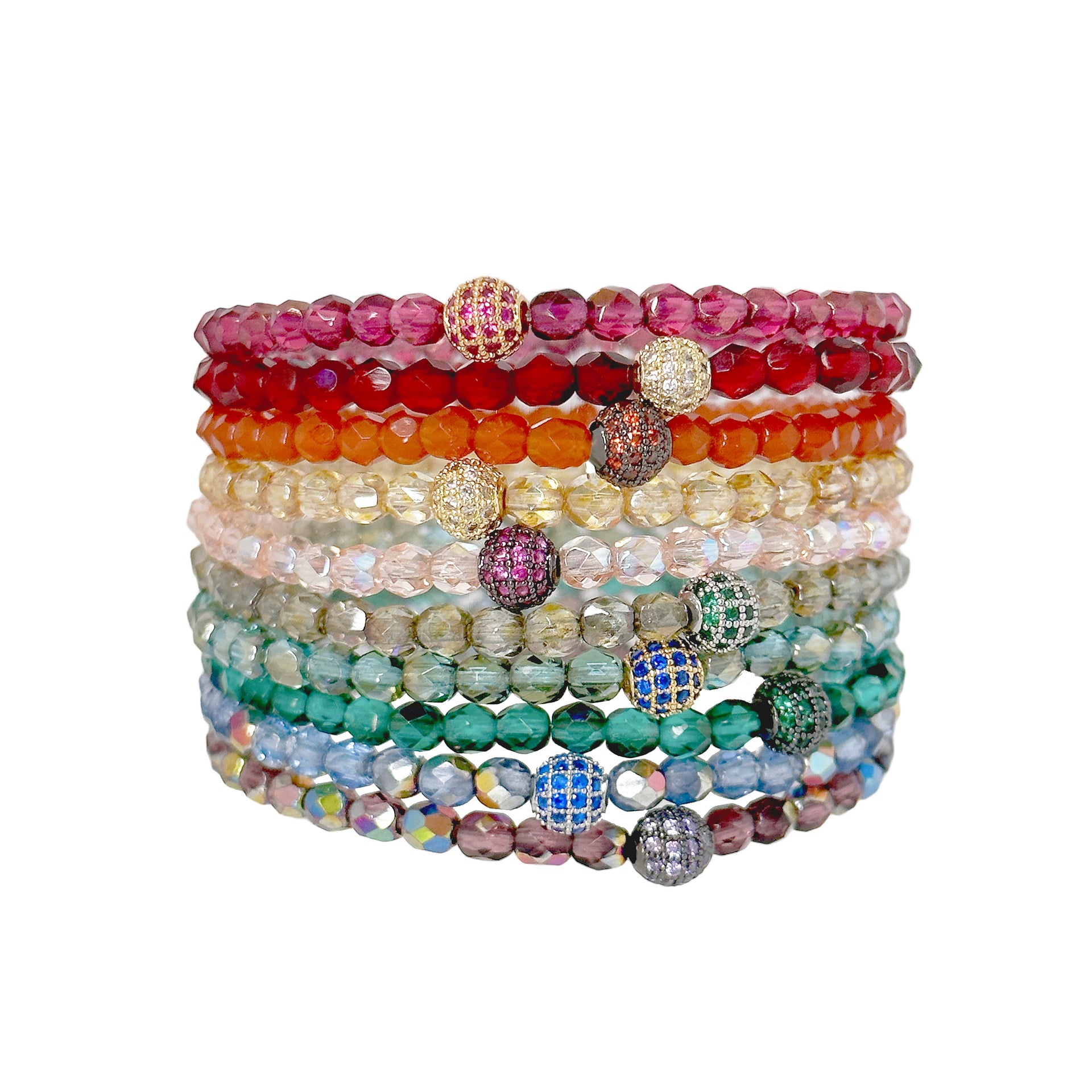 love lisa madison colorful candy pave bracelet multi color crystal stack with pave beads