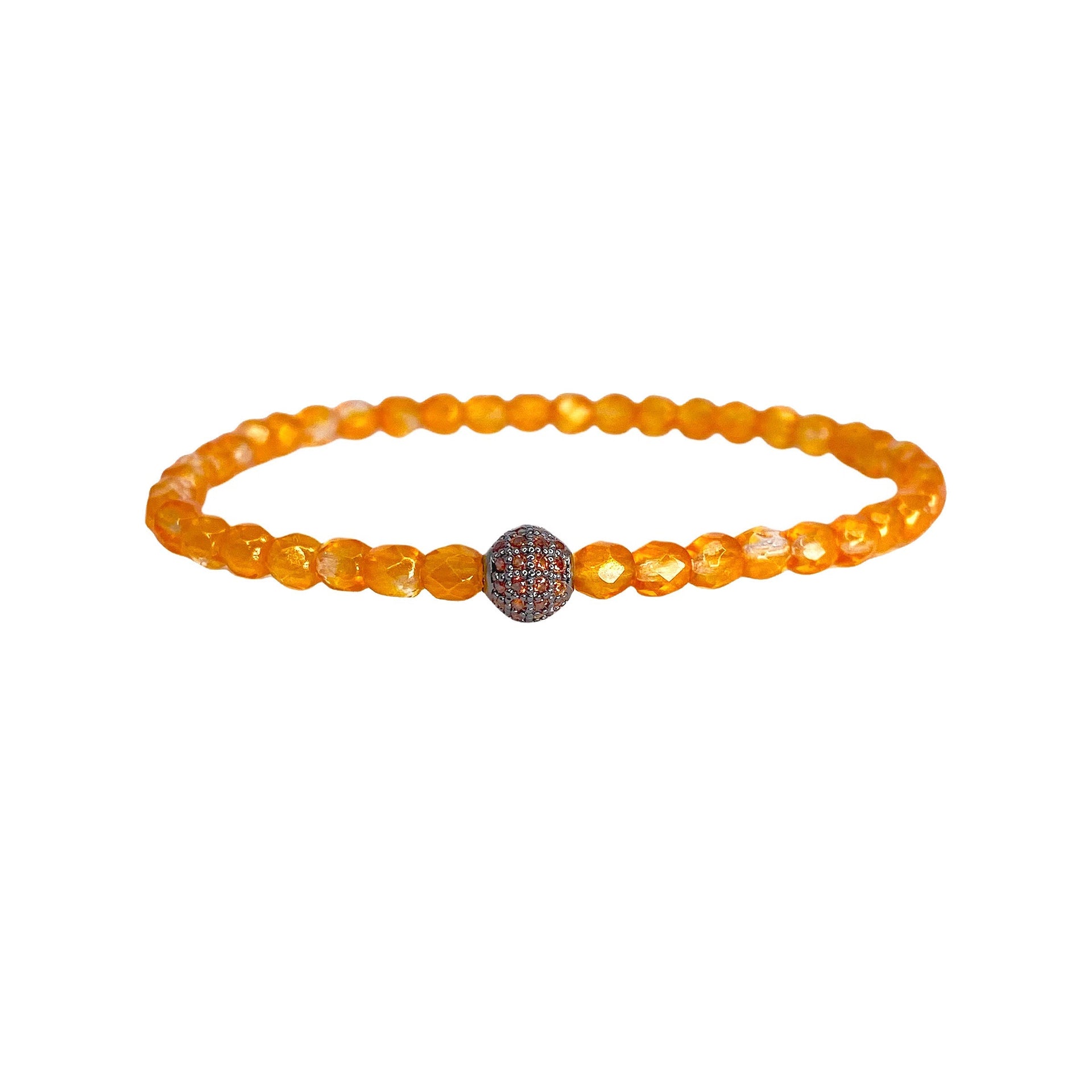 madison colorful candy pave bracelet tangerine beads with gold pave bead