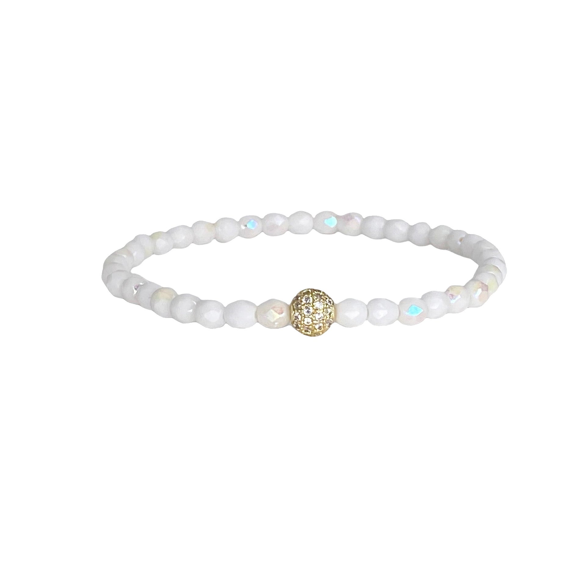 madison colorful candy pave bracelet white beads with gold pave bead