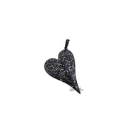 Magnificent slanted heart charm black diamond pave heart pendant charm